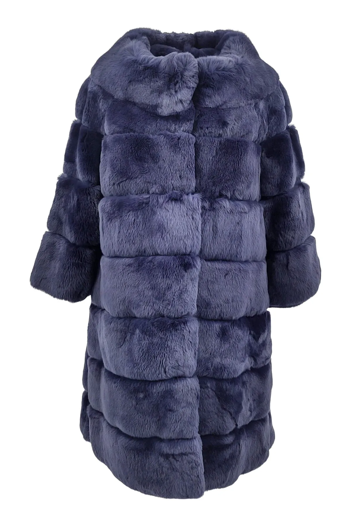 20156A, 75 cm. - Rex-Kaninchen-Mantel - Damen - Marineblau