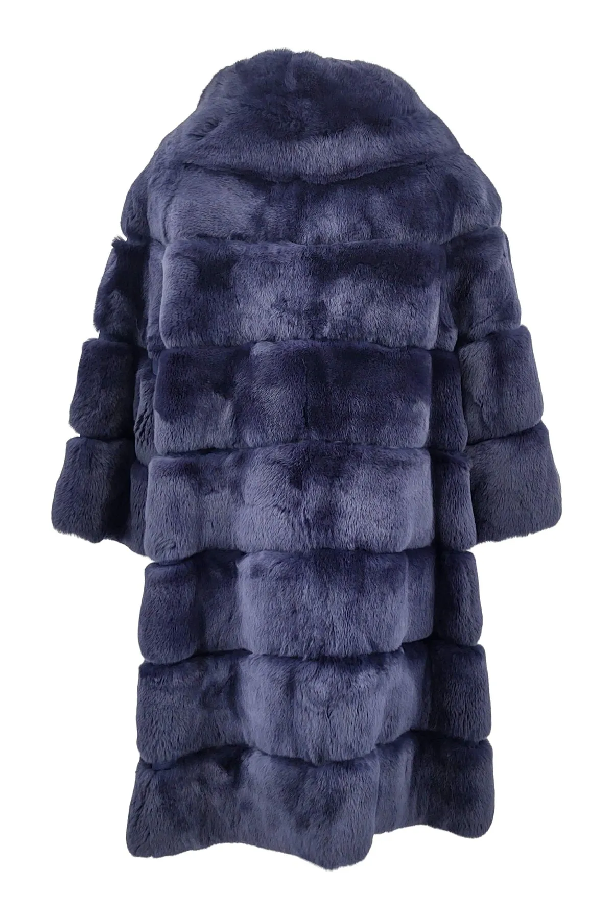 20156A, 75 cm. - Rex-Kaninchen-Mantel - Damen - Marineblau