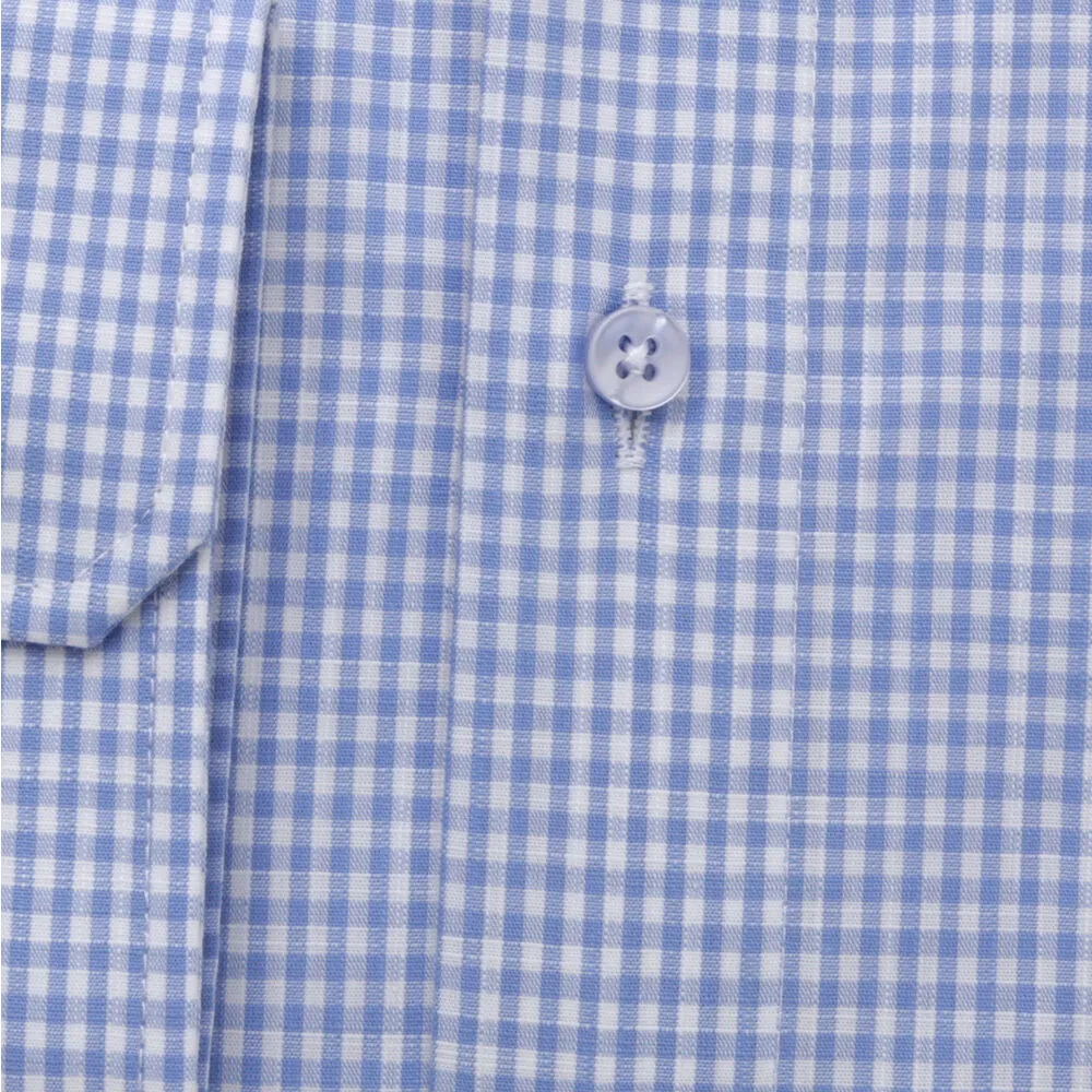 Slim Fit Herrenhemd mit kleinem blauen Gingham-Muster 15605